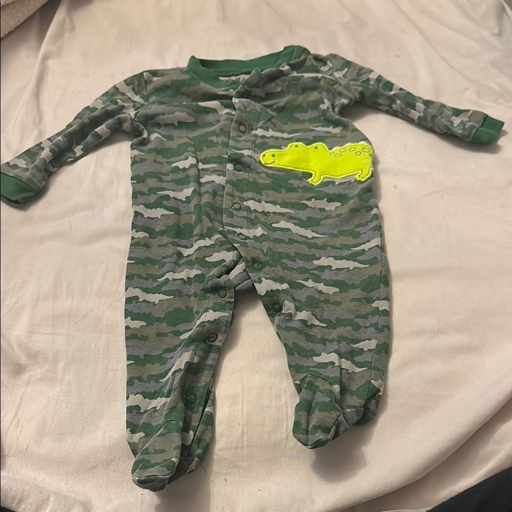 5 for $10 ❤️ Green Camouflage Kids One Piece with Crocodile Design